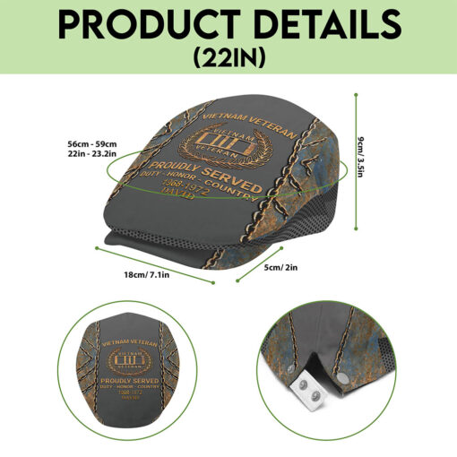 Personalized Vietnam Veteran Flat Cap, Custom Vietnam Veteran Jeff Cap QFTO5160502 - Image 6