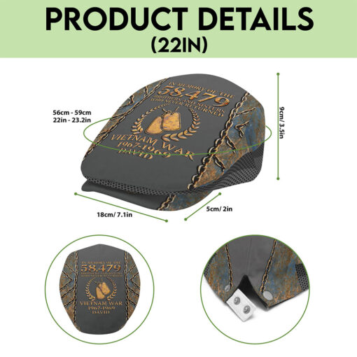 Personalized Vietnam Veteran Flat Cap, Custom Vietnam Veteran Jeff Cap QFTO5160503 - Image 6