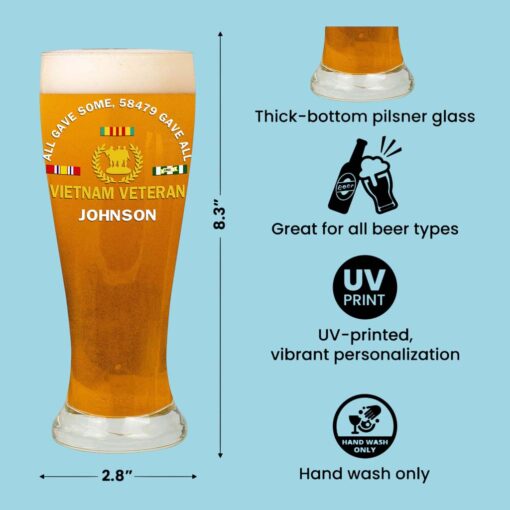 Personalized Vietnam Veteran Pilsner Glass, All Gave Some 58479 Gave All Vietnam Veteran Pilsner Glass NPHM5210501 - Image 8