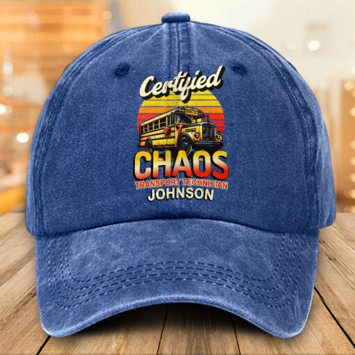Personalized School Bus Distressed Washed Cotton Printed Hat MQTO5220503 - Image 6