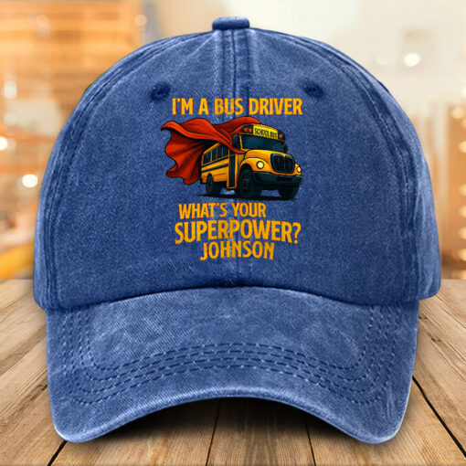 Personalized School Bus Distressed Washed Cotton Printed Hat MQTO5220501 - Image 2