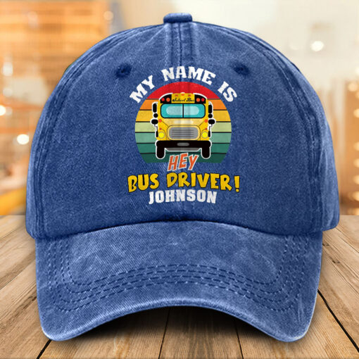 Personalized School Bus Distressed Washed Cotton Printed Hat MQTO5220502 - Image 3
