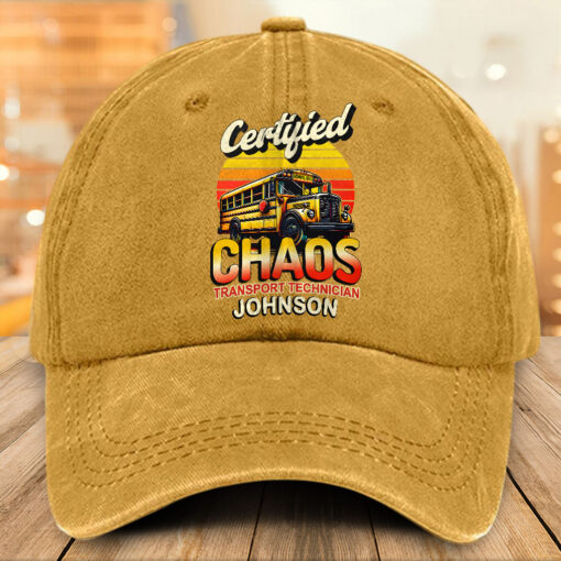 Personalized School Bus Distressed Washed Cotton Printed Hat MQTO5220503 - Image 2