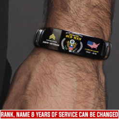 Personalized US Army Veteran Bracelet – Custom Name, Rank & Service Years Gift for Military Retired Men MQTZ5070501