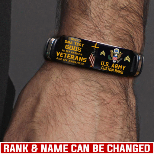 Personalized US Army Veteran Bracelet – Custom Name, Rank & Service Years Gift for Military Retired Men MQTZ5070510
