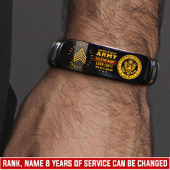 Personalized US Army Veteran Bracelet – Custom Name, Rank & Service Years Gift for Military Retired Men MQTZ5070515