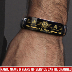Personalized US Army Veteran Bracelet – Custom Name, Rank & Service Years Gift for Military Retired Men MQTZ5070505