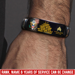 Personalized US Army Veteran Bracelet – Custom Name, Rank & Service Years Gift for Military Retired Men MQTZ5070507