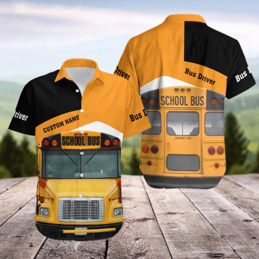 Personalized School Bus Driver Hawaiian Shirt and Shorts Set – Fun Summer Outfit MQND5290553 - Image 2
