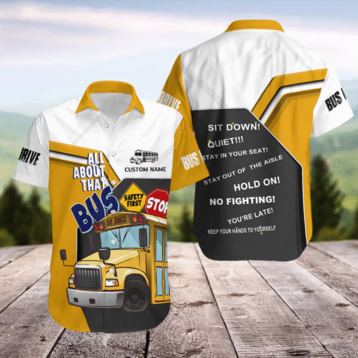 School Bus Driver Hawaiian Shirt and Shorts Set – Fun Summer Outfit MQND5290551 - Image 2