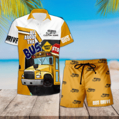 School Bus Driver Hawaiian Shirt and Shorts Set – Fun Summer Outfit MQND5290551