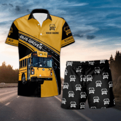Personalized School Bus Driver Hawaiian Shirt and Shorts Set – Fun Summer Outfit MQND5290552