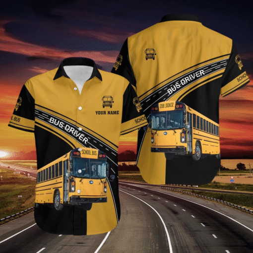Personalized School Bus Driver Hawaiian Shirt and Shorts Set – Fun Summer Outfit MQND5290552 - Image 2