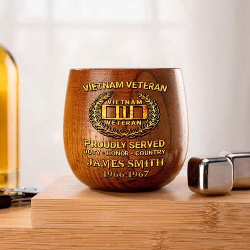 Personalized Vietnam Veteran Wooden Bourbon Whiskey Mug QFTD5060604 - Image 8