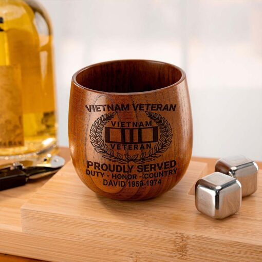 Personalized Vietnam Veteran Bourbon Whiskey Wooden Mug QFPY5060604 - Image 4