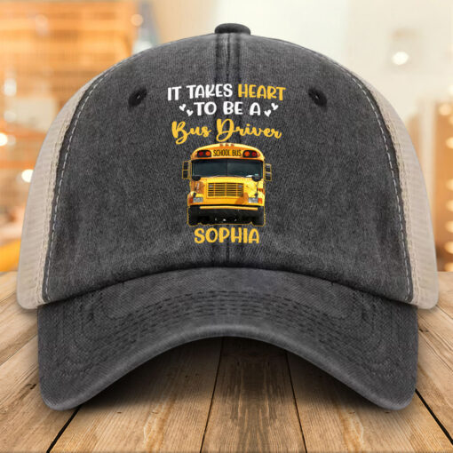Personalized Bus Driver Demin Hat With Mesh QFHM5180603 - Image 2