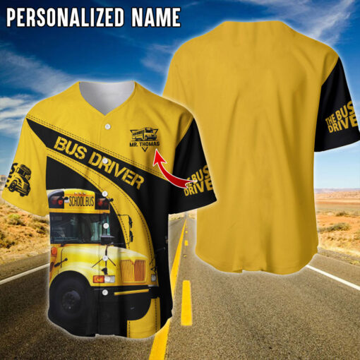 Custom School Bus Driver Jersey, Baseball Shirt Gift for Bus Drivers MQTO5300501 - Image 2