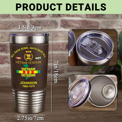 Custom Vietnam Veteran Leather Tumbler THHH5250601 - Image 4