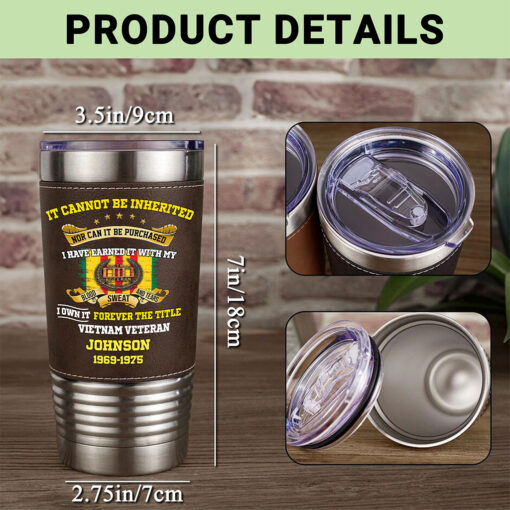 Custom Vietnam Veteran Leather Tumbler THHH5250602 - Image 4
