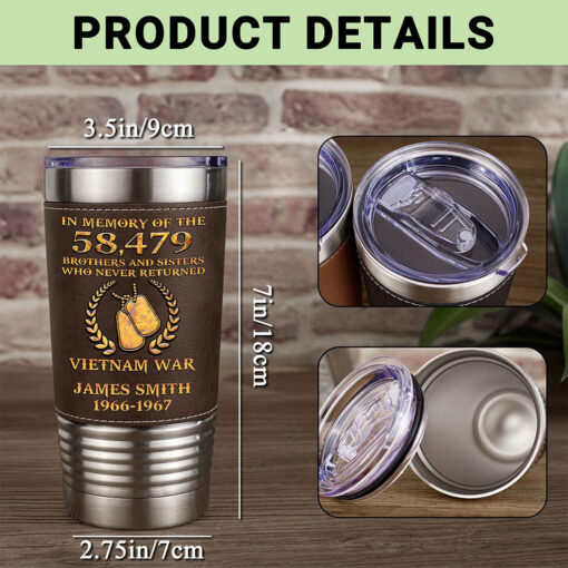 Custom Vietnam Veteran Leather Tumbler THHH5250603 - Image 4
