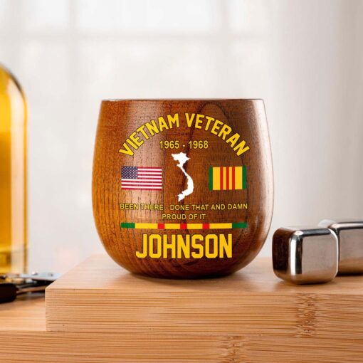 Personalized Vietnam Veteran Wooden Bourbon Whiskey Mug QFTD5060601