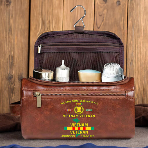 Personalized Vietnam Veteran Leather Toiletry Bag, Storage Bag QFTZ5030604