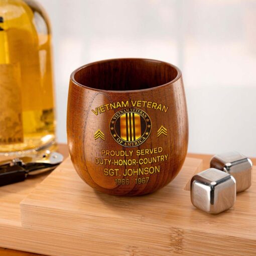 Personalized Vietnam Veteran Wooden Bourbon Whiskey Mug QFTD5060606 - Image 6