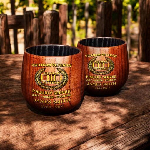 Personalized Vietnam Veteran Wooden Bourbon Whiskey Mug QFTD5060604 - Image 7