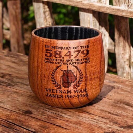 Personalized Vietnam Veteran Bourbon Whiskey Wooden Mug QFPY5060602 - Image 2