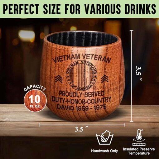 Personalized Vietnam Veteran Bourbon Whiskey Wooden Mug QFPY5060603 - Image 5