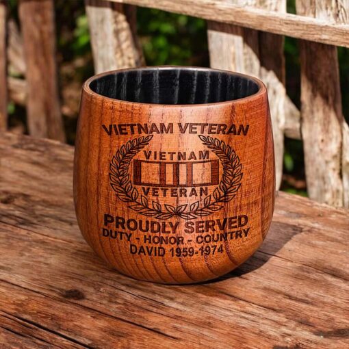Personalized Vietnam Veteran Bourbon Whiskey Wooden Mug QFPY5060604 - Image 3