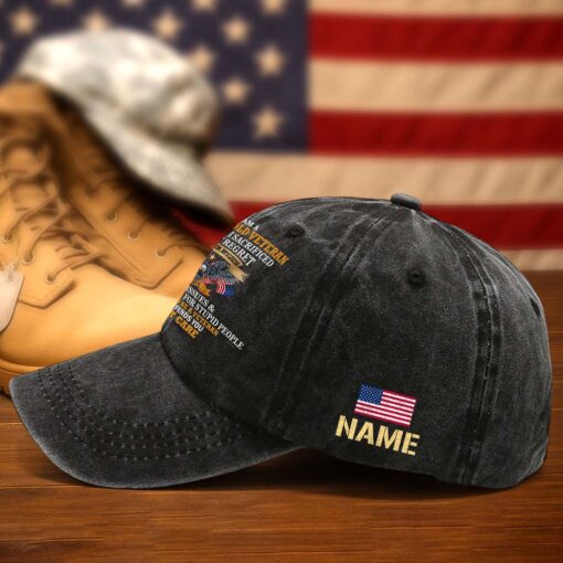 Personalized I Am A Grumpy Old Veteran Distressed Washed Cotton Printed Hat QFTD5070602 - Image 5
