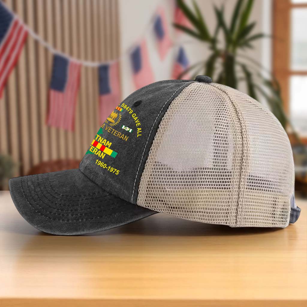 Personalized Vietnam Veteran Baseball Cap, 2D Denim Hat With Mesh QFTD5160602 - Image 8