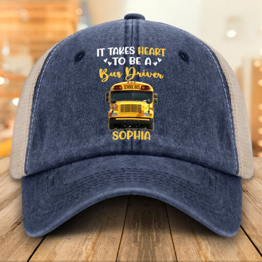 Personalized Bus Driver Demin Hat With Mesh QFHM5180603 - Image 3