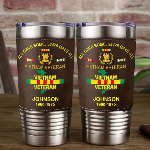 Custom Vietnam Veteran Leather Tumbler THHH5250601 - Image 2