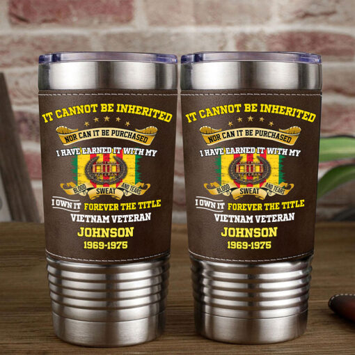 Custom Vietnam Veteran Leather Tumbler THHH5250602 - Image 2