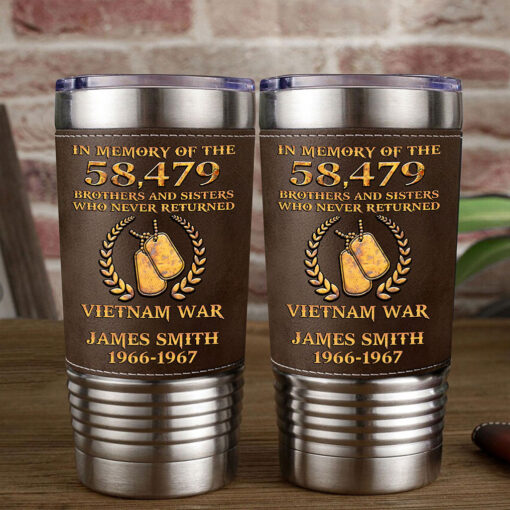 Custom Vietnam Veteran Leather Tumbler THHH5250603 - Image 3