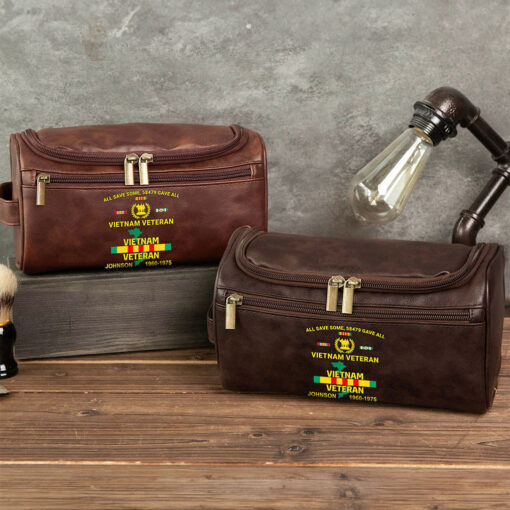 Personalized Vietnam Veteran Leather Toiletry Bag, Storage Bag QFTZ5030604 - Image 5