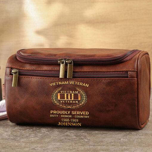 Personalized Vietnam Veteran Leather Toiletry Bag, Storage Bag QFTZ5040605 - Image 2