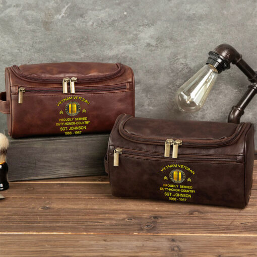 Personalized Vietnam Veteran Leather Toiletry Bag, Storage Bag QFTZ5040604 - Image 4