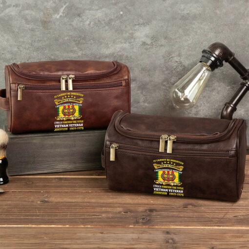 Personalized Vietnam Veteran Leather Toiletry Bag, Storage Bag QFTZ5040603 - Image 4