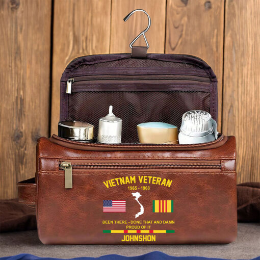 Personalized Vietnam Veteran Leather Toiletry Bag, Storage Bag QFTZ5030603