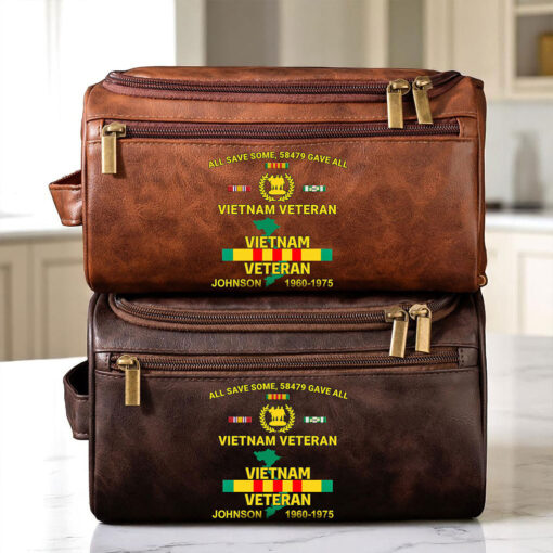 Personalized Vietnam Veteran Leather Toiletry Bag, Storage Bag QFTZ5030604 - Image 4
