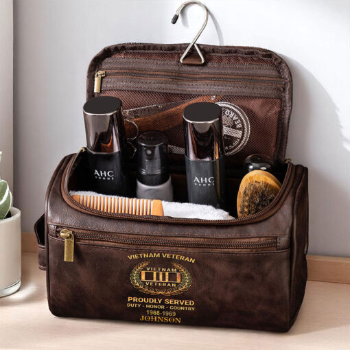 Personalized Vietnam Veteran Leather Toiletry Bag, Storage Bag QFTZ5040605 - Image 4