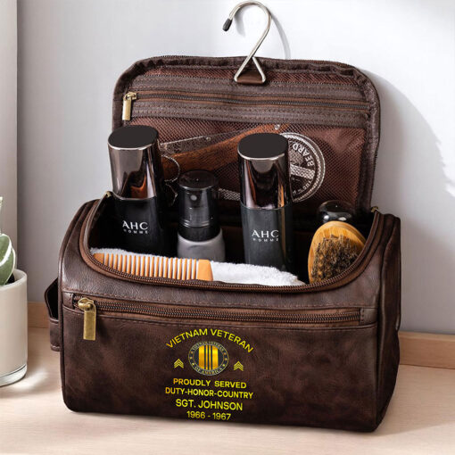 Personalized Vietnam Veteran Leather Toiletry Bag, Storage Bag QFTZ5040604 - Image 2