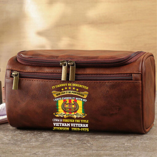 Personalized Vietnam Veteran Leather Toiletry Bag, Storage Bag QFTZ5040603 - Image 3