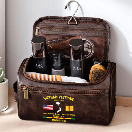 Personalized Vietnam Veteran Leather Toiletry Bag, Storage Bag QFTZ5030603 - Image 2