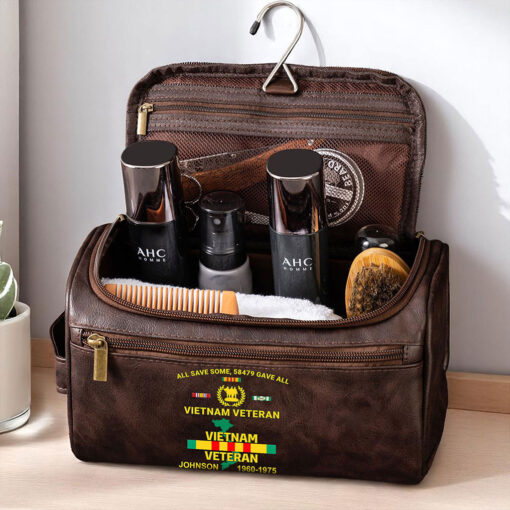 Personalized Vietnam Veteran Leather Toiletry Bag, Storage Bag QFTZ5030604 - Image 3