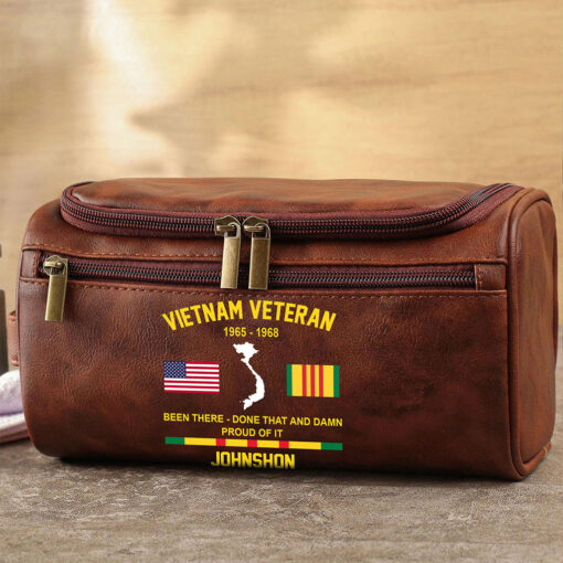 Personalized Vietnam Veteran Leather Toiletry Bag, Storage Bag QFTZ5030603 - Image 4