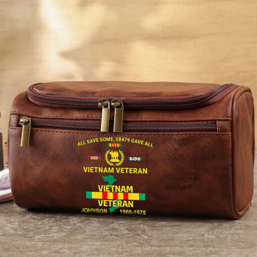Personalized Vietnam Veteran Leather Toiletry Bag, Storage Bag QFTZ5030604 - Image 2